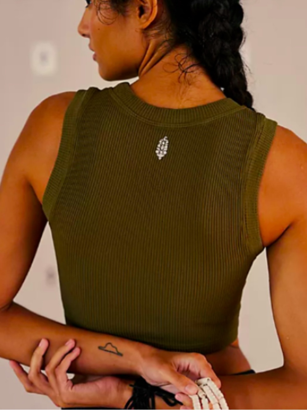 FP Olive Green Ribbed Crop Tank Top